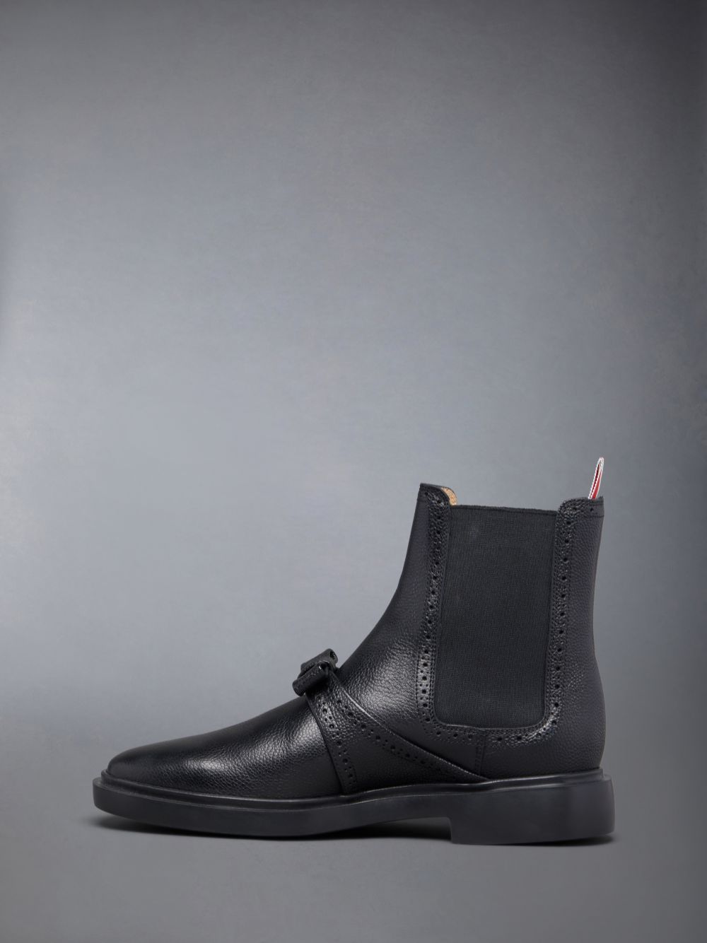 Thom Browne Pebble Grain Lightweight Rubber Sole Brogued Bow Chelsea Donna Stivali Nere | LPT07I74106