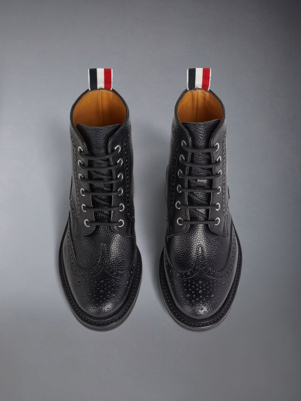 Thom Browne Pebble Grain Wingtip Ragazza Stivali Nere | FGD90X04260