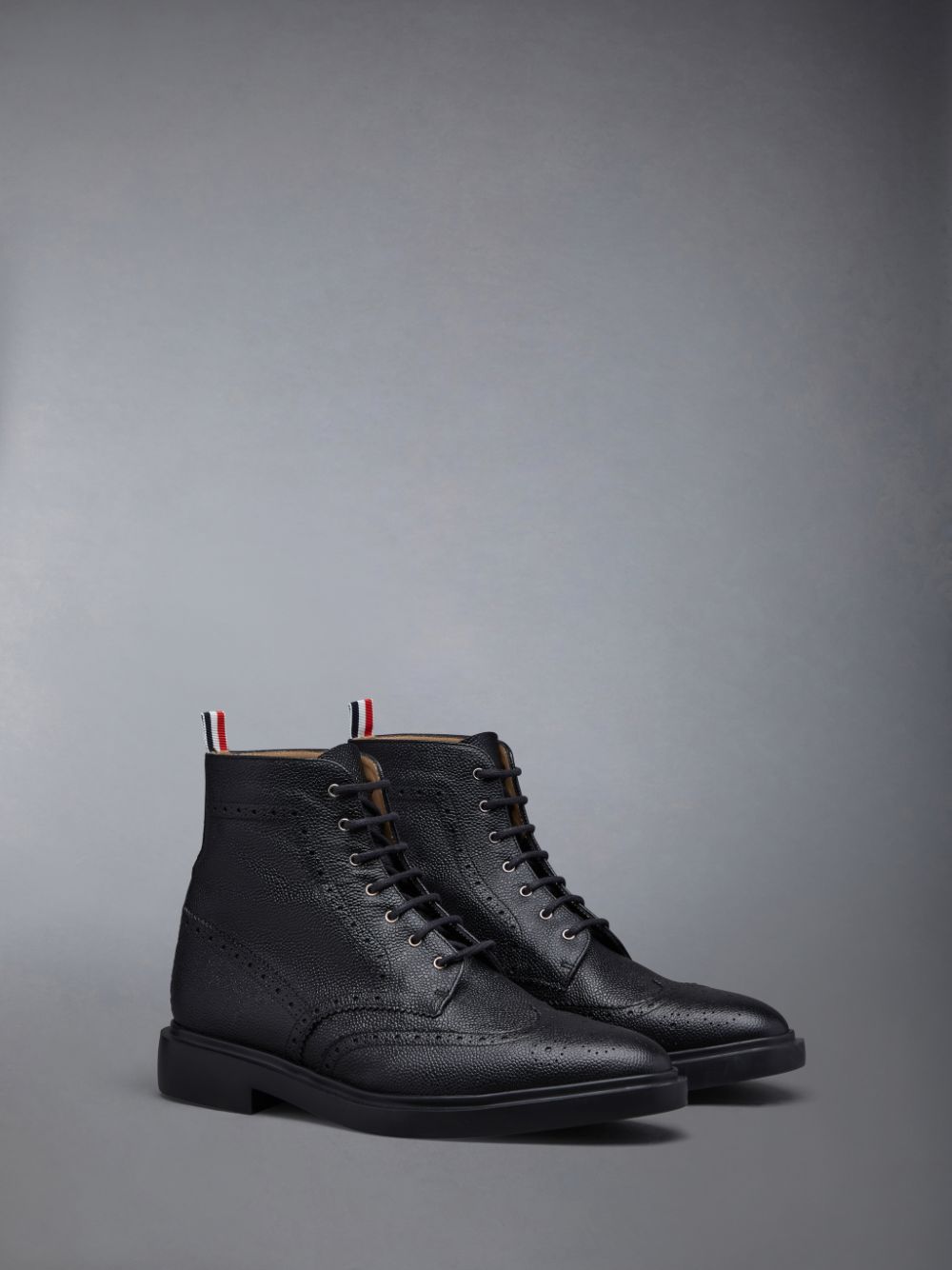 Thom Browne Pebble Grain Wingtip Uomo Stivali Nere | MSR96X46030