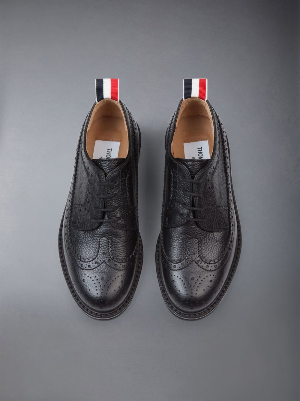 Thom Browne Pebbled Calfskin Classic Longwing Ragazzo Scarpe Brogue Nere | KAM43B57012