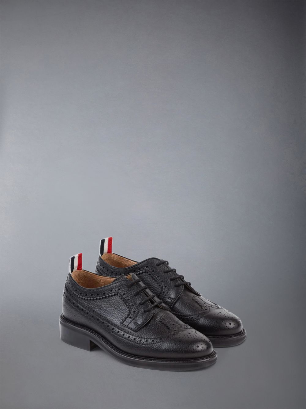 Thom Browne Pebbled Calfskin Classic Longwing Ragazzo Scarpe Brogue Nere | KAM43B57012