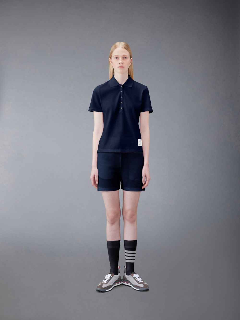 Thom Browne Pique Relaxed Stripe Donna Polo Blu | NSG64B56530