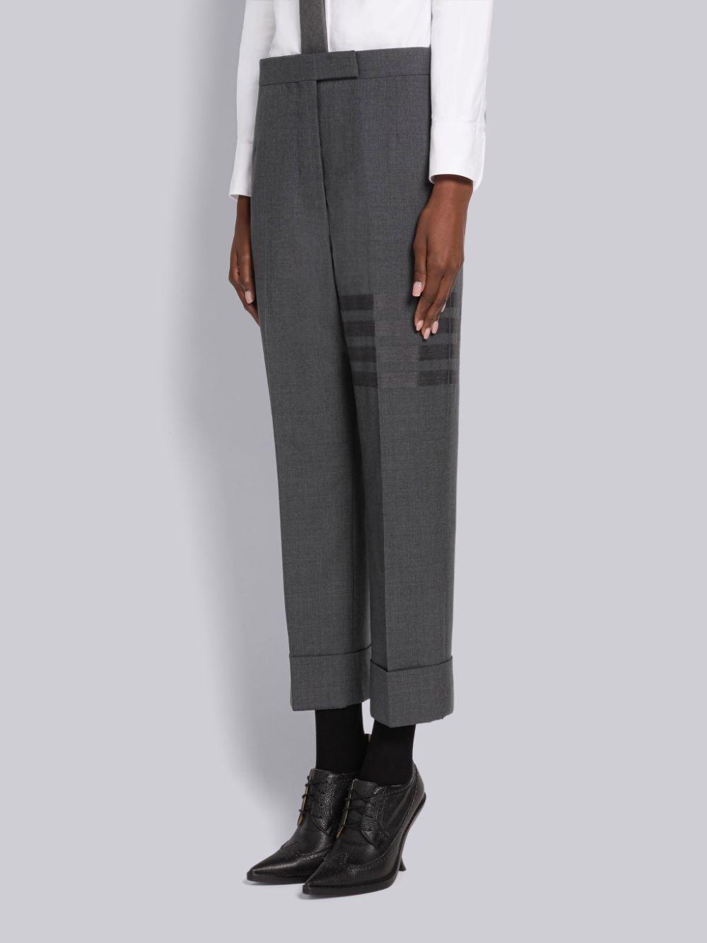 Thom Browne Plain Weave 4-Bar Classic Backstrap Donna Pantaloni Grigie | DWK34G80681