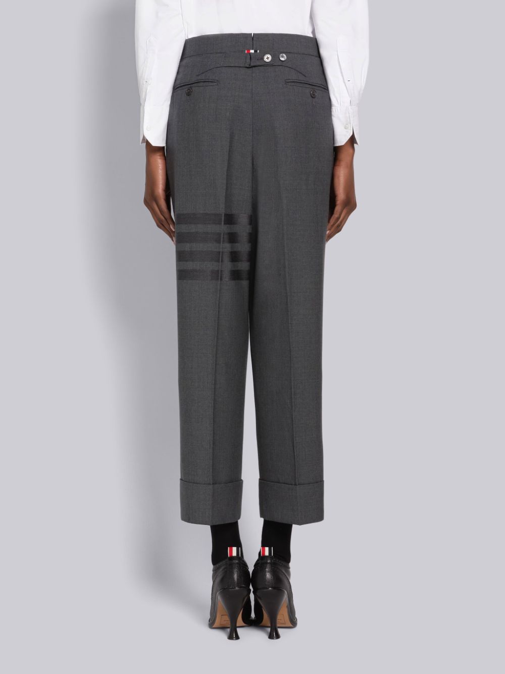 Thom Browne Plain Weave 4-Bar Classic Backstrap Donna Pantaloni Grigie | DWK34G80681