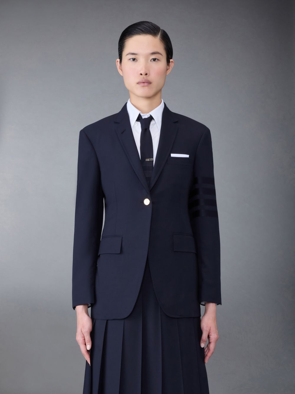 Thom Browne Plain Weave 4-Bar Elongated Single Button Sport Donna Cappotti Blu | VAM87I91522