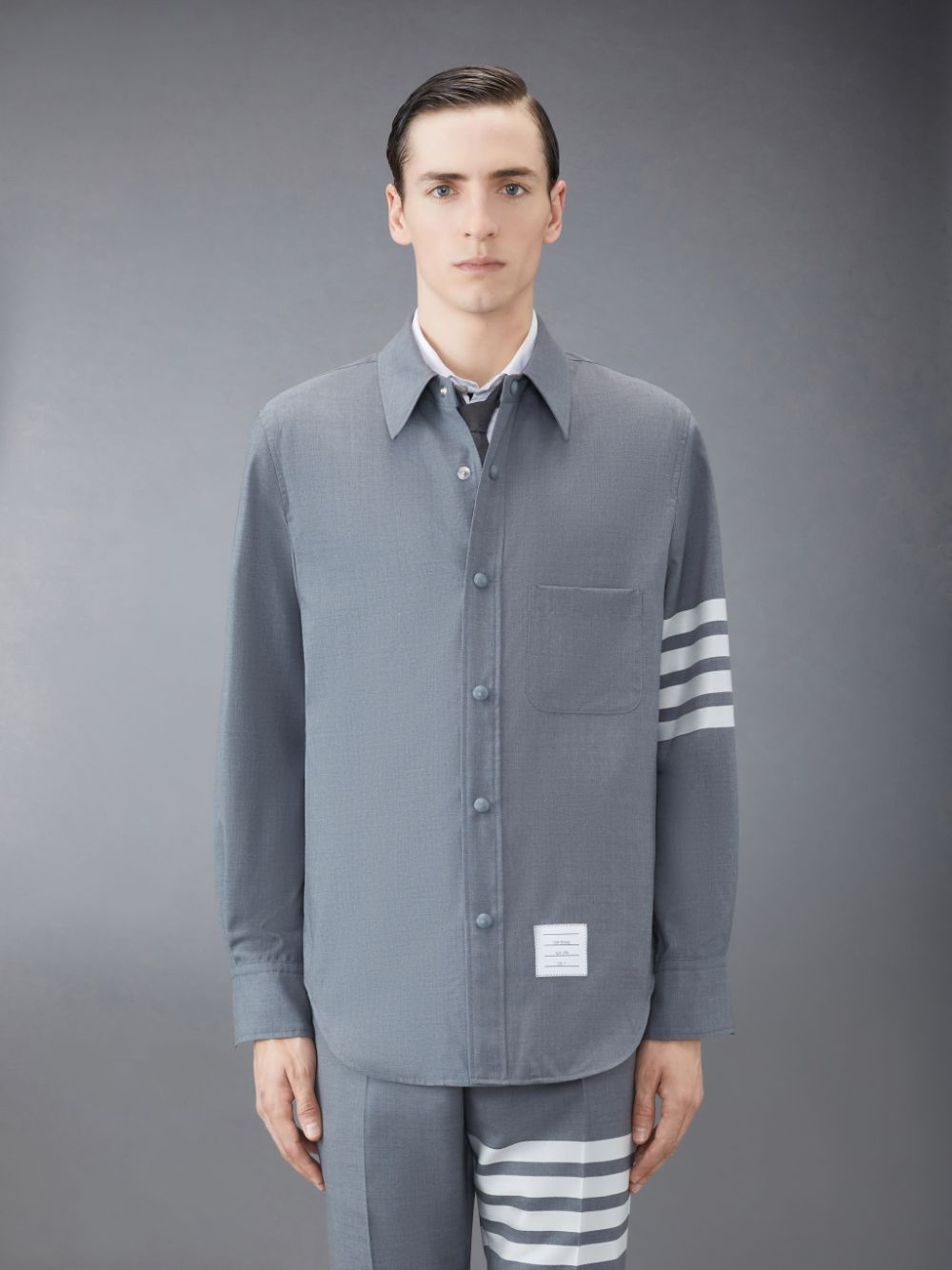 Thom Browne Plain Weave 4-Bar Jacket Uomo Camicie Grigie | BSZ52N66911