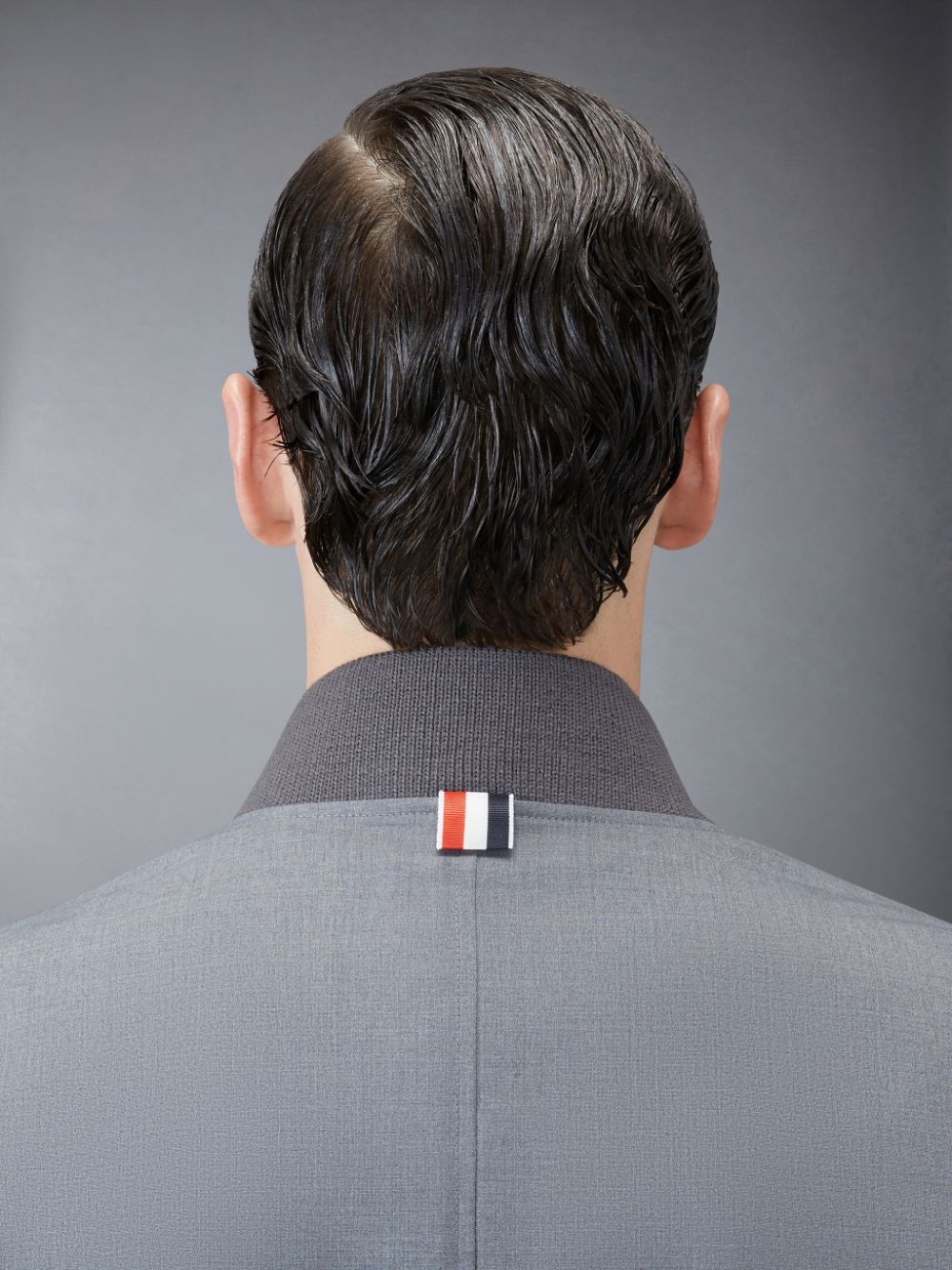 Thom Browne Plain Weave 4-Bar Kint Rib Blouson Uomo Giacche Grigie | OJP94E25133