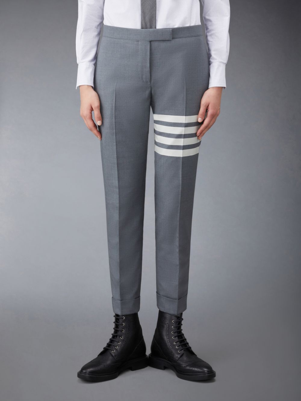 Thom Browne Plain Weave 4-Bar Low Rise Skinny Donna Pantaloni Grigie | BYW12P75520