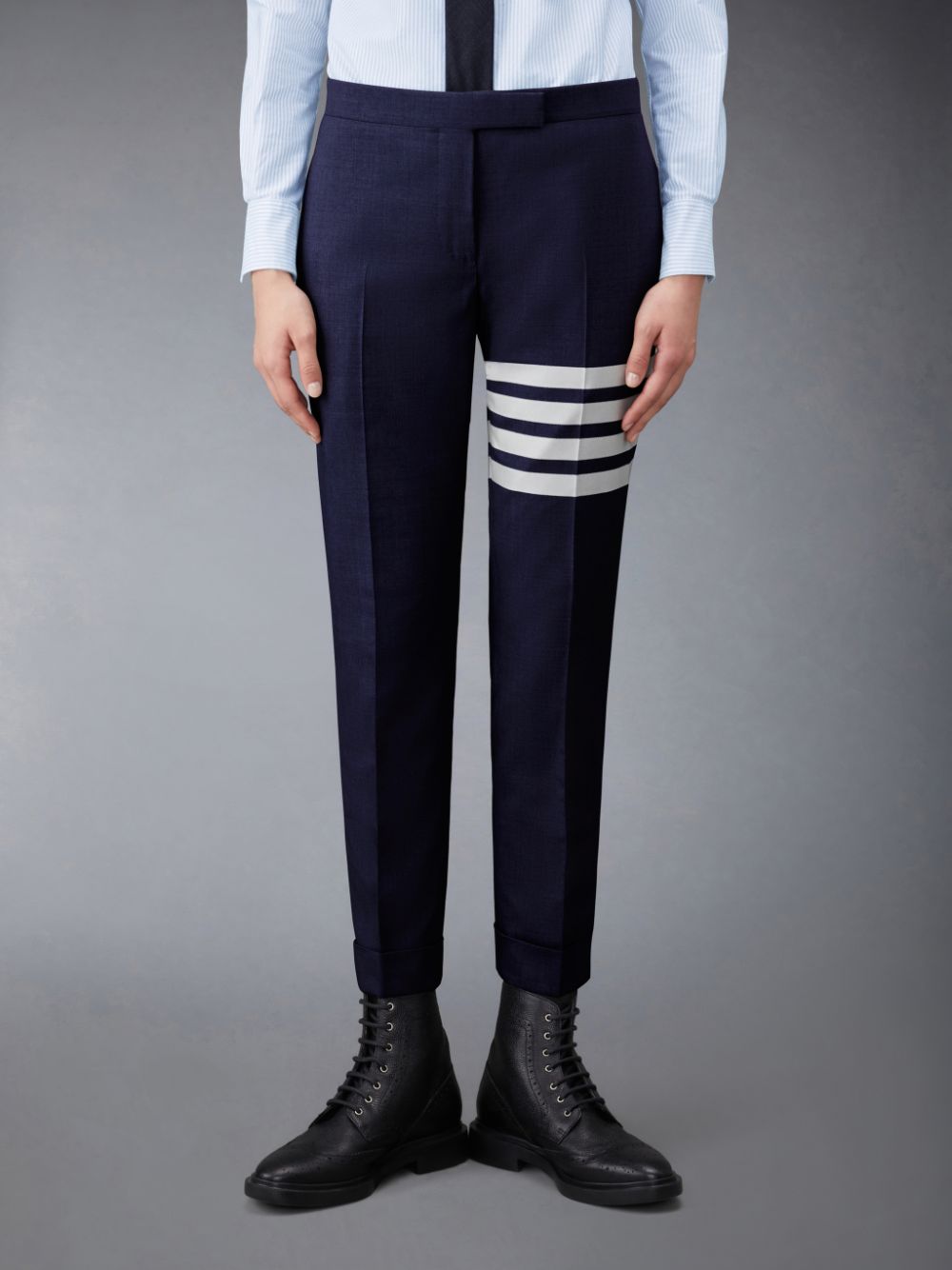 Thom Browne Plain Weave 4-Bar Low Rise Skinny Donna Pantaloni Blu | WKK77Y21372