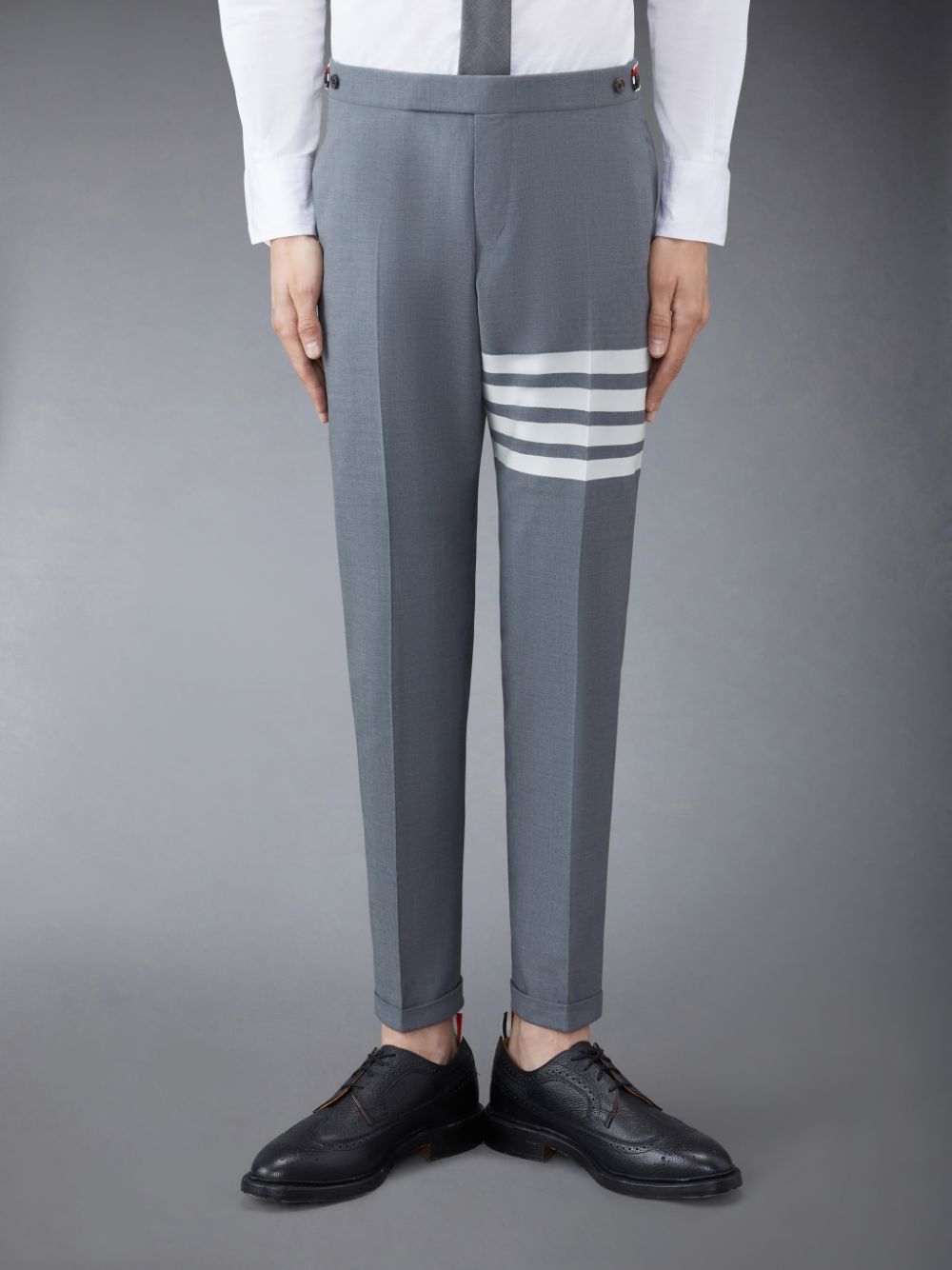 Thom Browne Plain Weave 4-Bar Low Rise Uomo Pantaloni Grigie | MGU17H98782