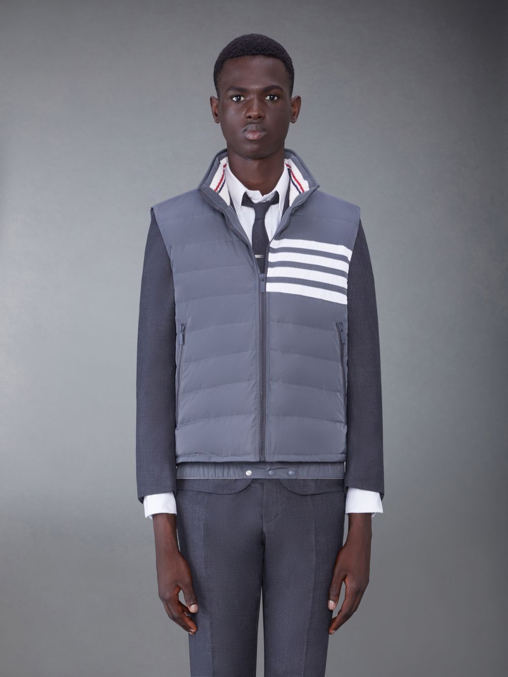 Thom Browne Poly Twill 4-Bar Down Ski Uomo Gilet Grigie | XOM12B72183