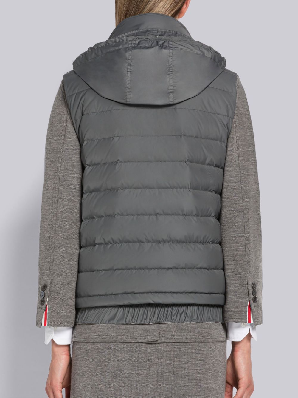 Thom Browne Poly Twill 4-Bar Funnel Neck Down Donna Gilet Grigie | HXT62E25900