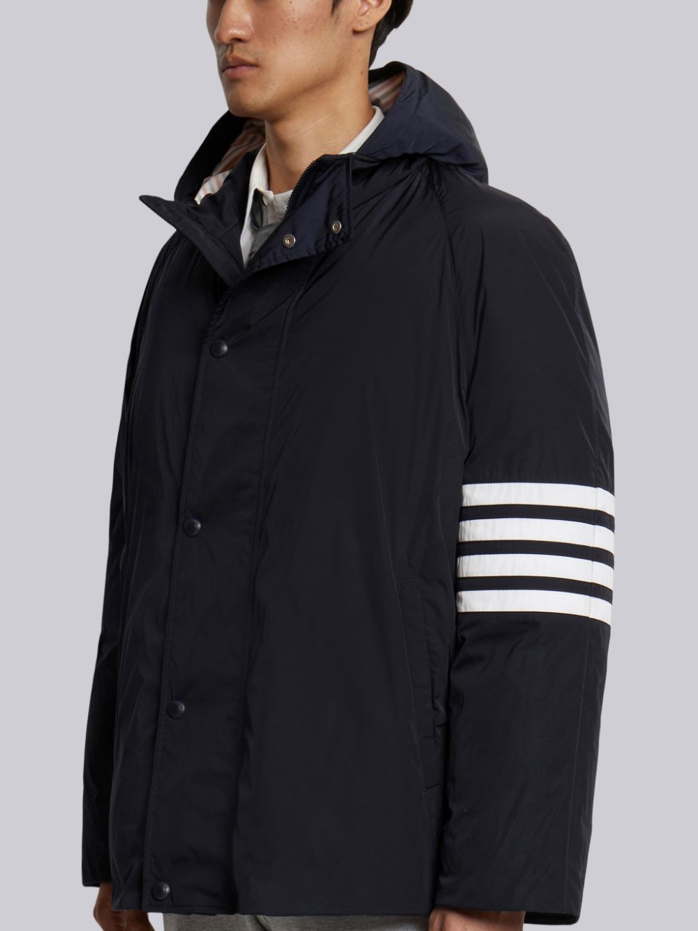 Thom Browne Poly Twill 4-bar Sideline Football Uomo Parka Blu Marino | VYI36H12353