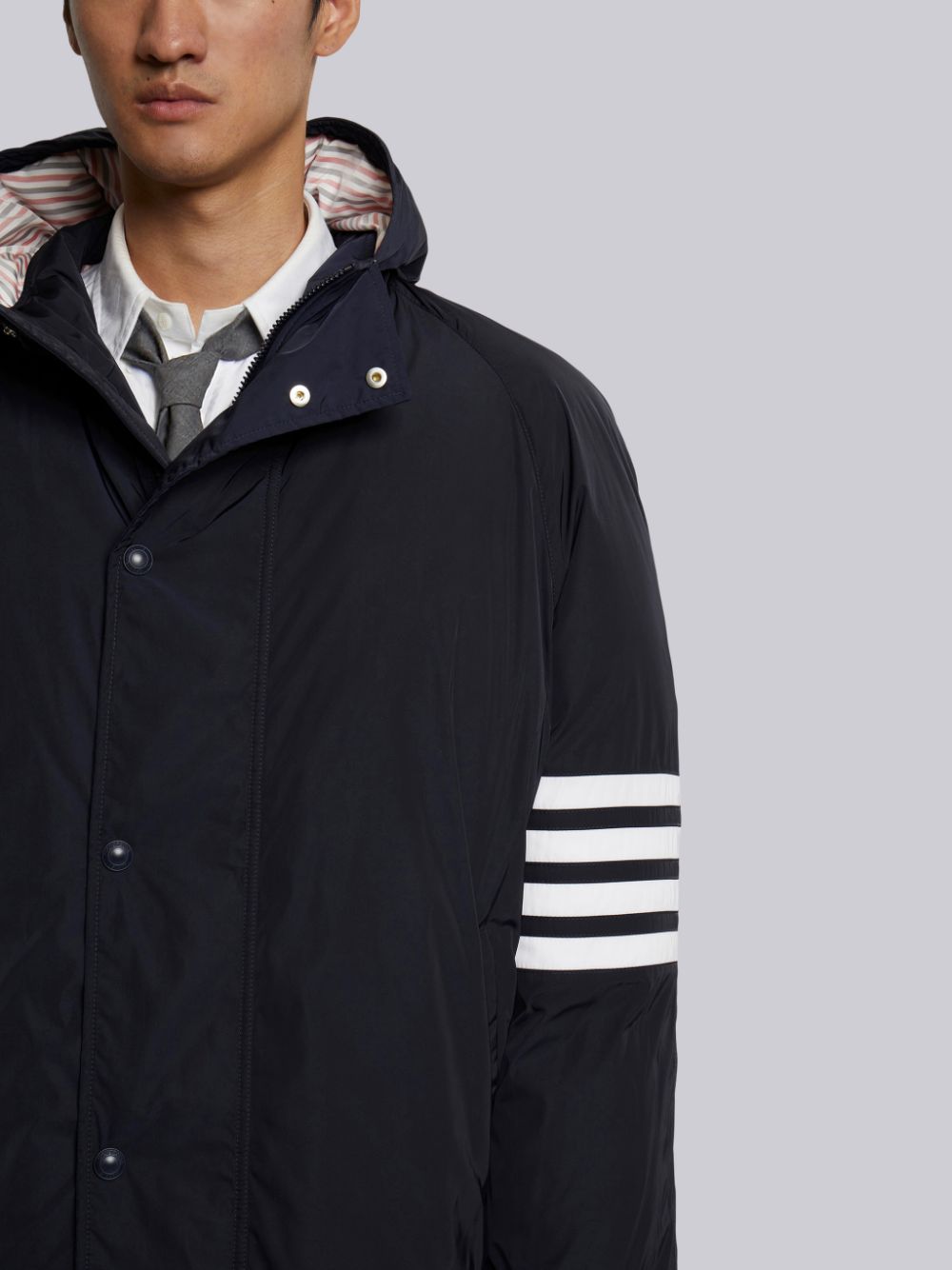 Thom Browne Poly Twill 4-bar Sideline Football Uomo Parka Blu Marino | VYI36H12353