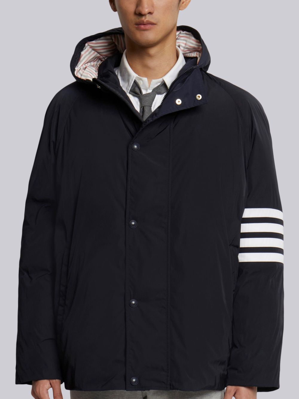 Thom Browne Poly Twill 4-bar Sideline Football Uomo Parka Blu Marino | VYI36H12353