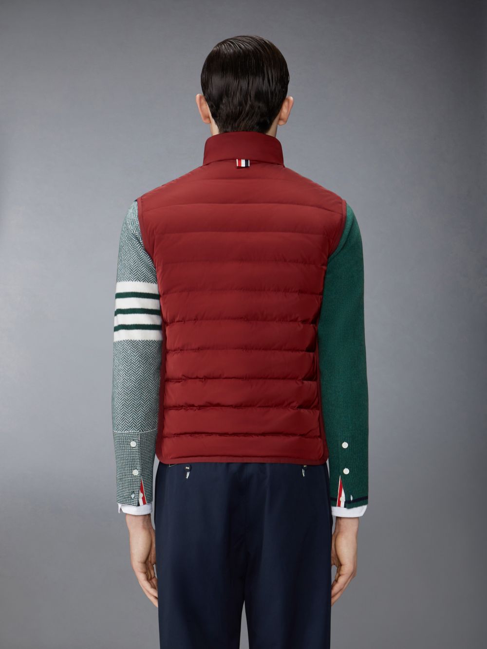 Thom Browne Poly Twill Down Fill 4-Bar Funnel Neck Knit Panel Uomo Gilet Rosse | FAQ46D29250