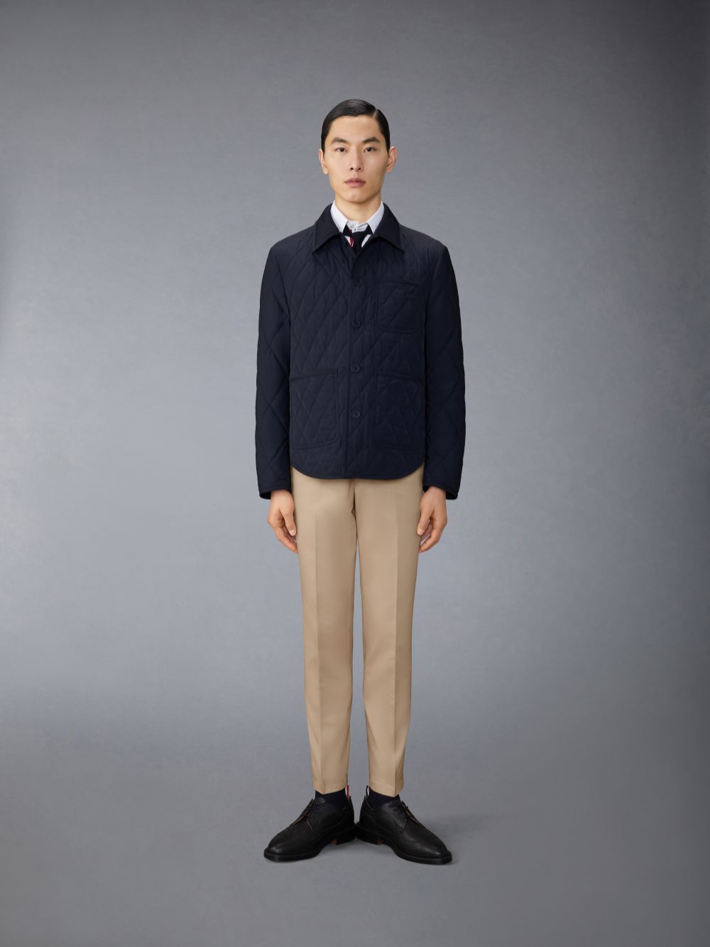 Thom Browne Poly Twill Quilted Applied Pockets and Self Tipping Shirt Uomo Giacche Blu | JAN98U53332