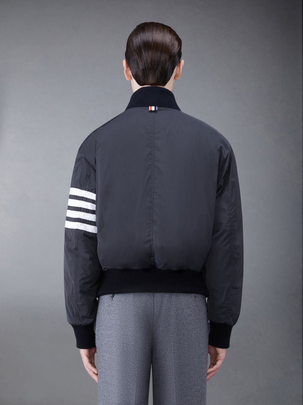 Thom Browne Poly Twill Rib 4-Bar Down Oversized Blouson Uomo Giacche Grigie | WOE14J74852