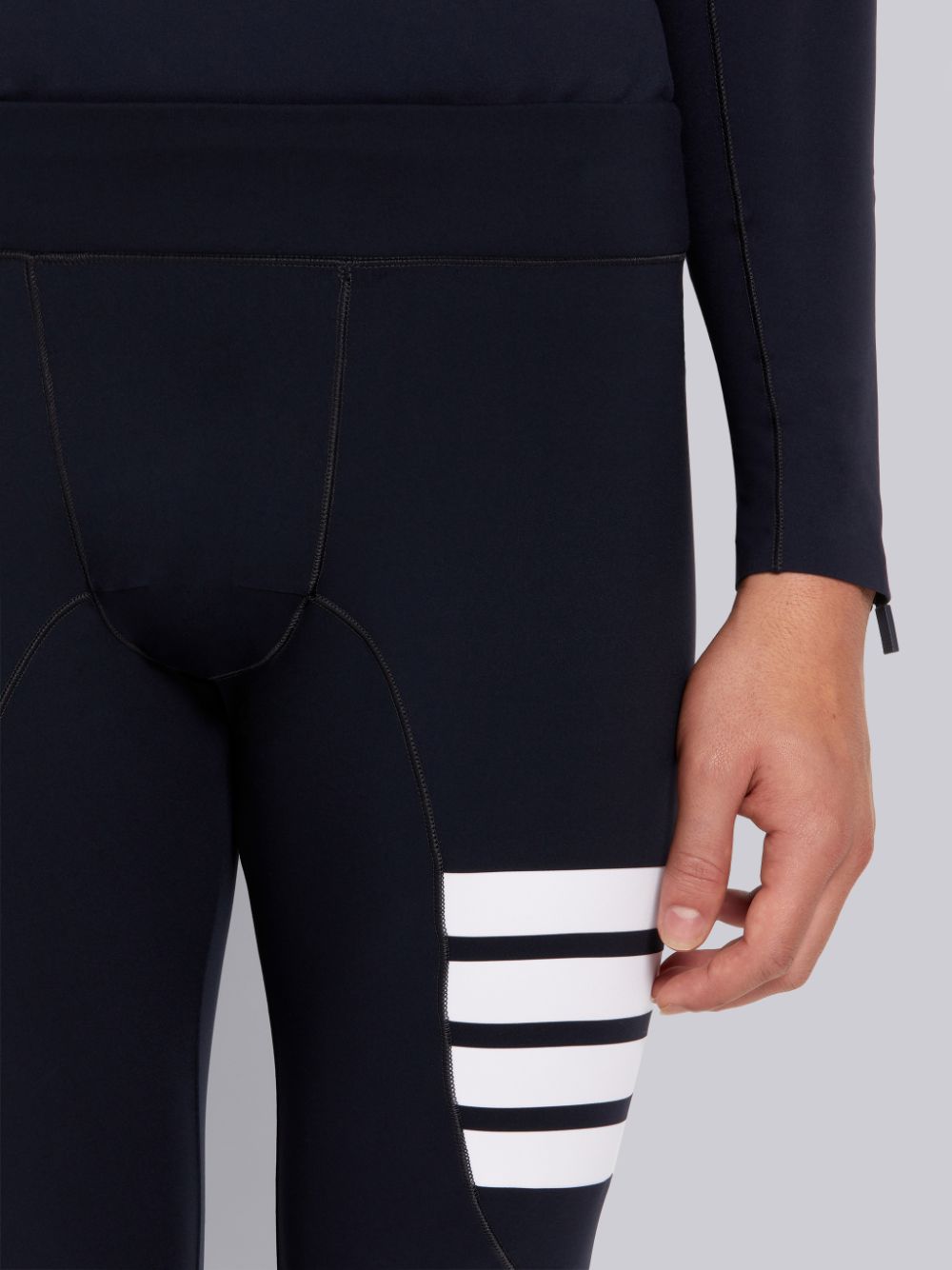 Thom Browne Polyamide Stretch Interlock 4-Bar Stripe Compression Uomo Collant Blu Marino | QNN39E43058