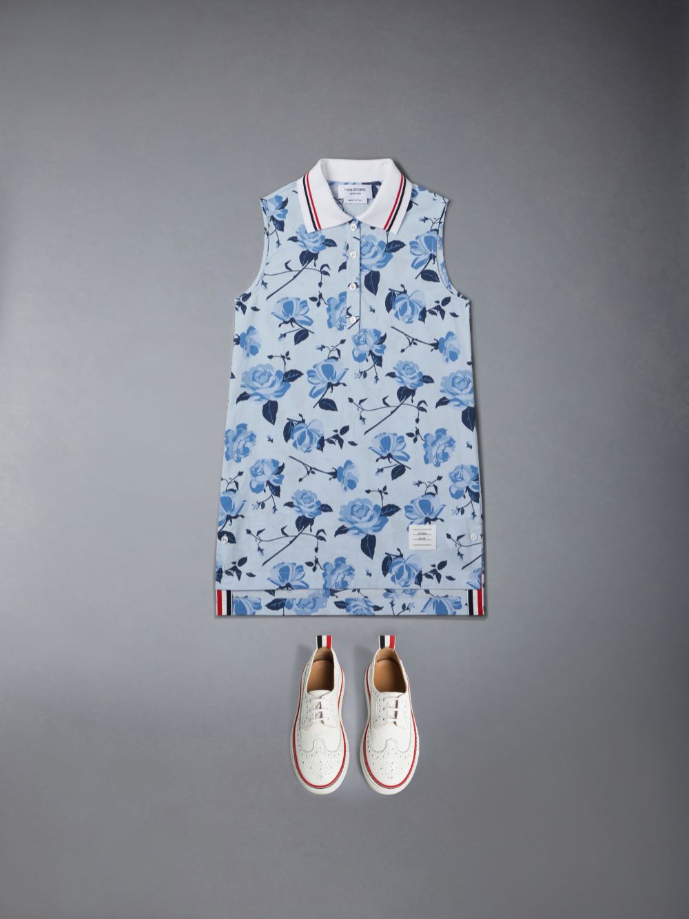 Thom Browne Poplin Rose Floral Polo Ragazza Vestito Blu | UJQ82D25612