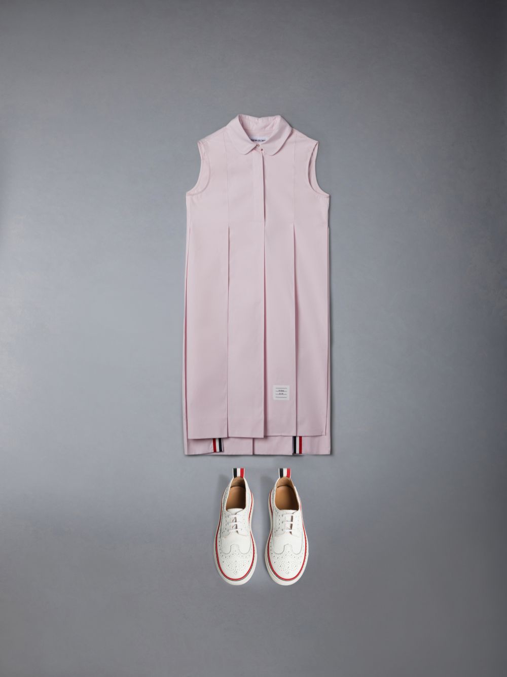 Thom Browne Poplin Wide Pleated Shirt Ragazza Vestito Rosa | FBX01T99854