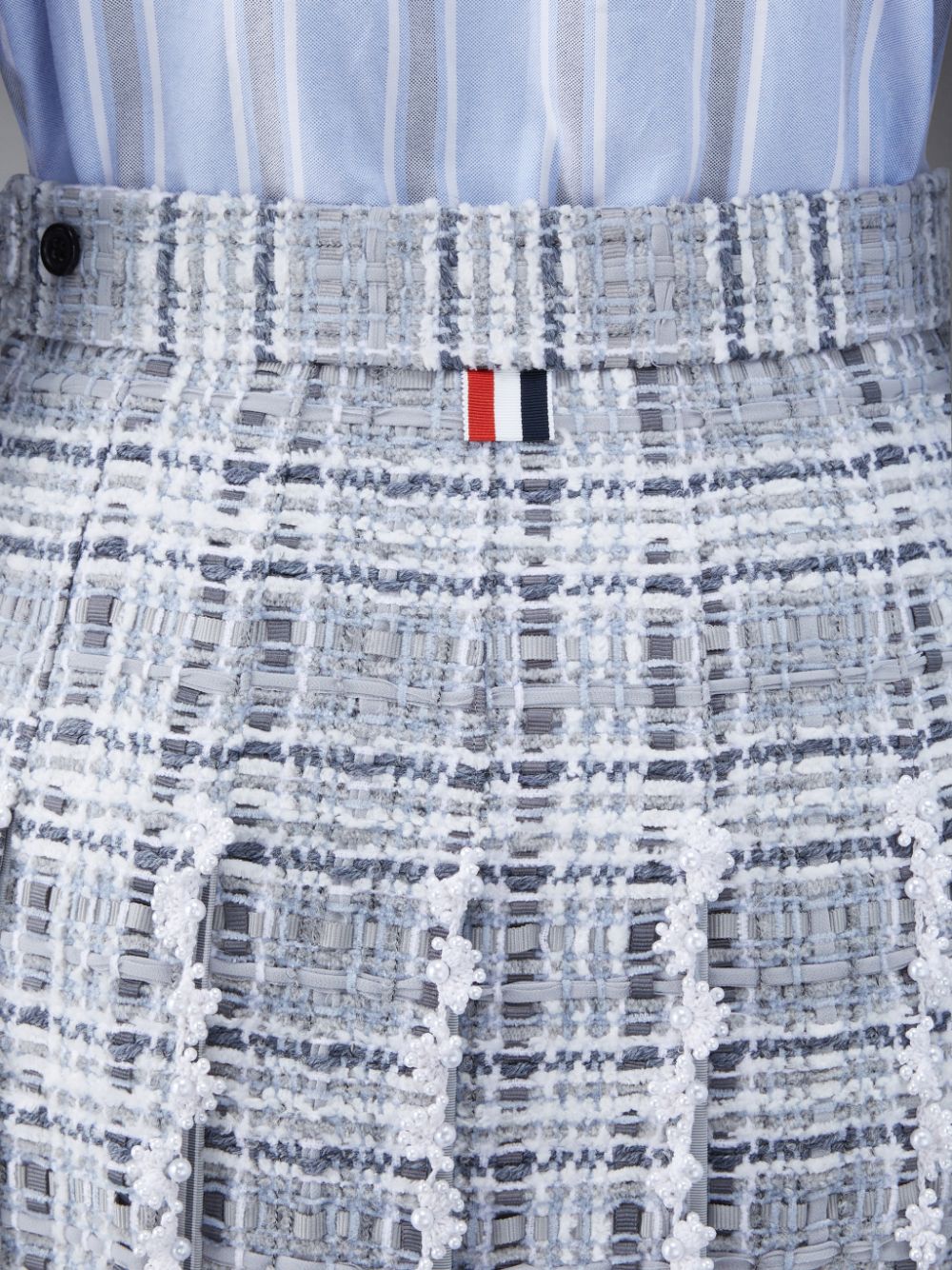 Thom Browne Prince of Wales Chenille Tweed Wave Classic Pleated Donna Gonne Grigie | UTR26P50423