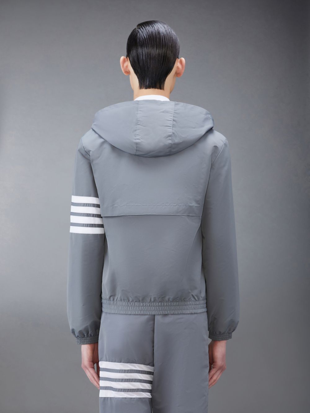 Thom Browne Ripstop Mesh 4-Bar Hooded Uomo Giacche Grigie | ENT13V23196