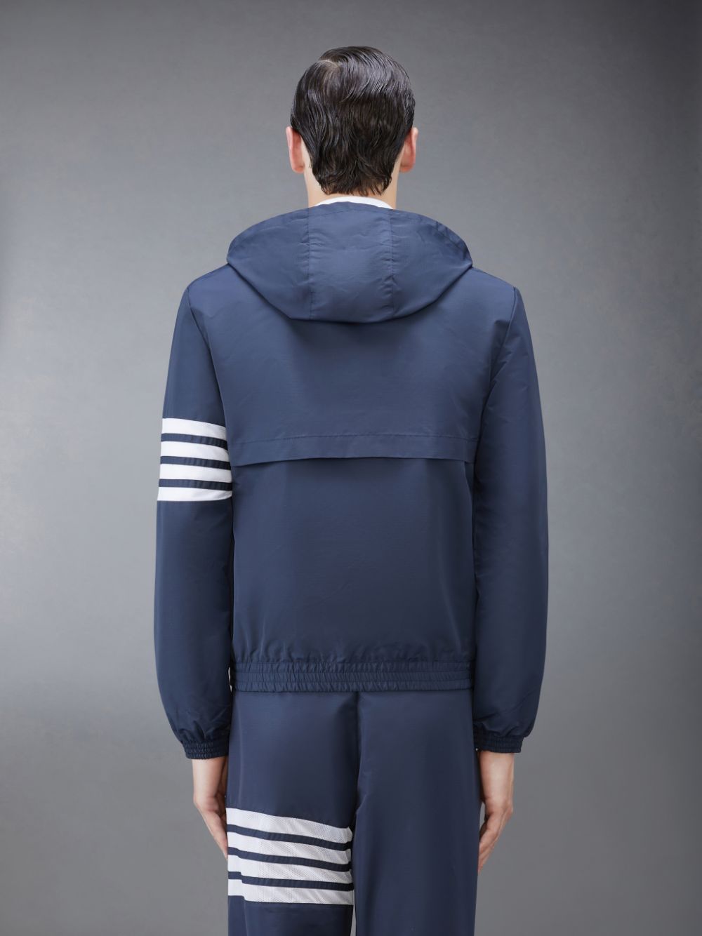 Thom Browne Ripstop Mesh 4-Bar Hooded Uomo Giacche Blu | NYZ24D80589