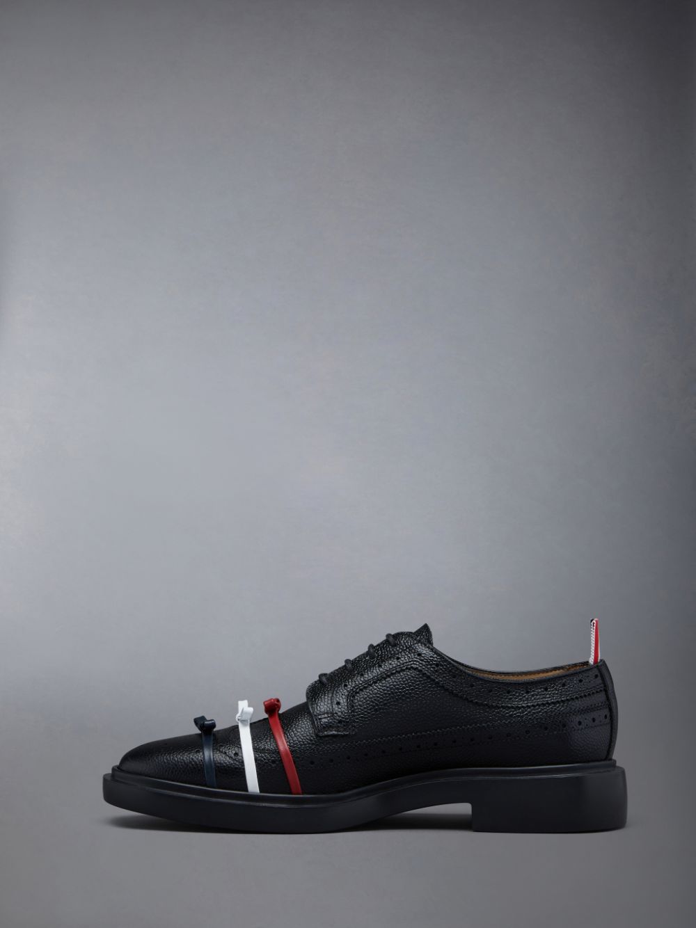 Thom Browne Rubber Sole 3-Bow Longwing Donna Scarpe Brogue Nere | MEG60A39808