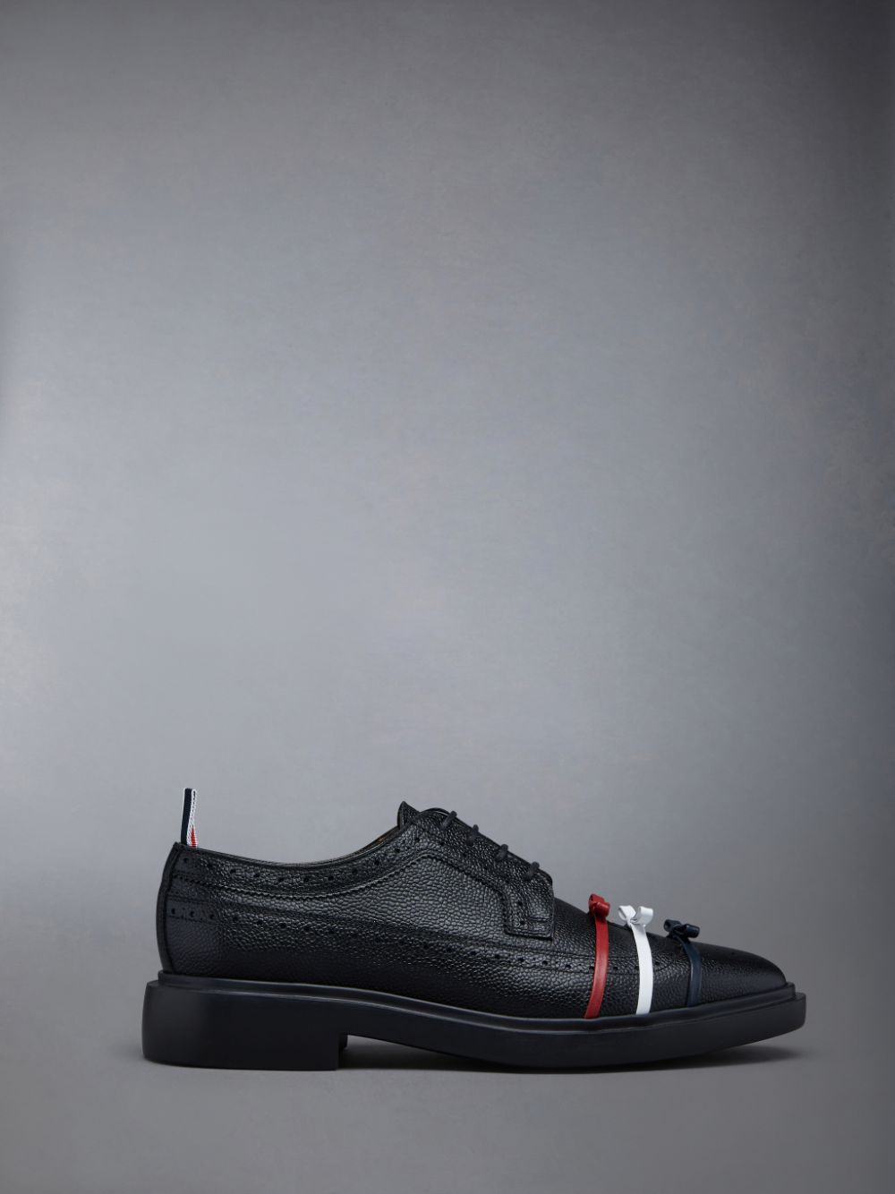 Thom Browne Rubber Sole 3-Bow Longwing Donna Scarpe Brogue Nere | MEG60A39808