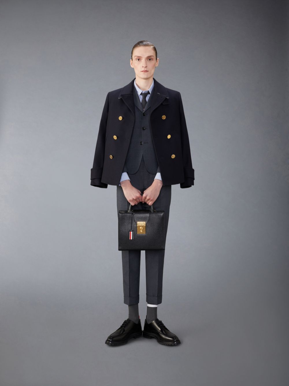 Thom Browne School Uniform Mid Rise Skinny Uomo Pantaloni Grigie | EDR49K61776