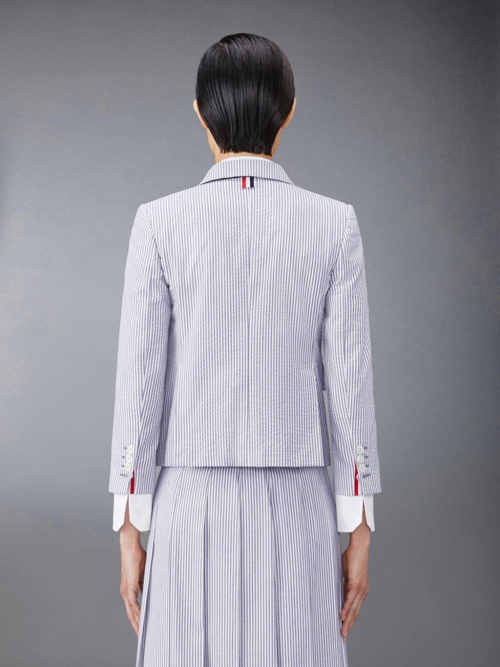 Thom Browne Seersucker High Armhole Sport Donna Cappotti Grigie | KUJ85N53263