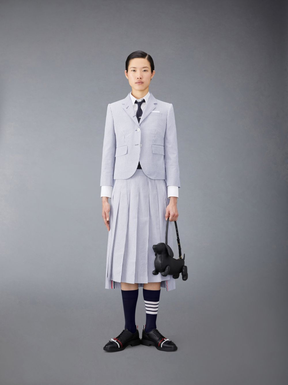 Thom Browne Seersucker High Armhole Sport Donna Cappotti Grigie | KUJ85N53263