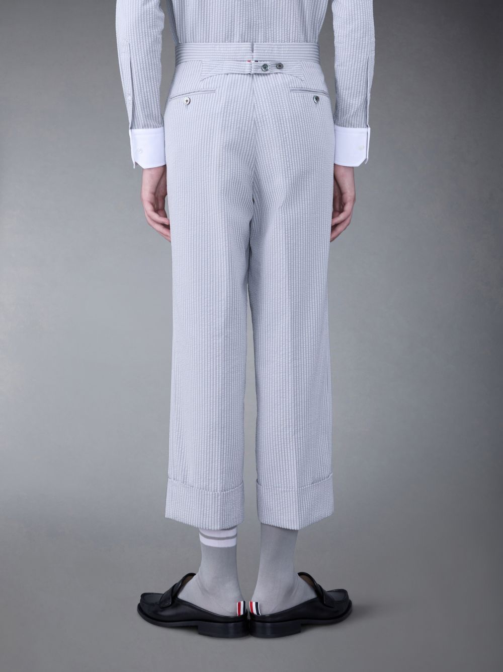 Thom Browne Seersucker Low Rise Backstrap Uomo Pantaloni Grigie | FOI28P92795