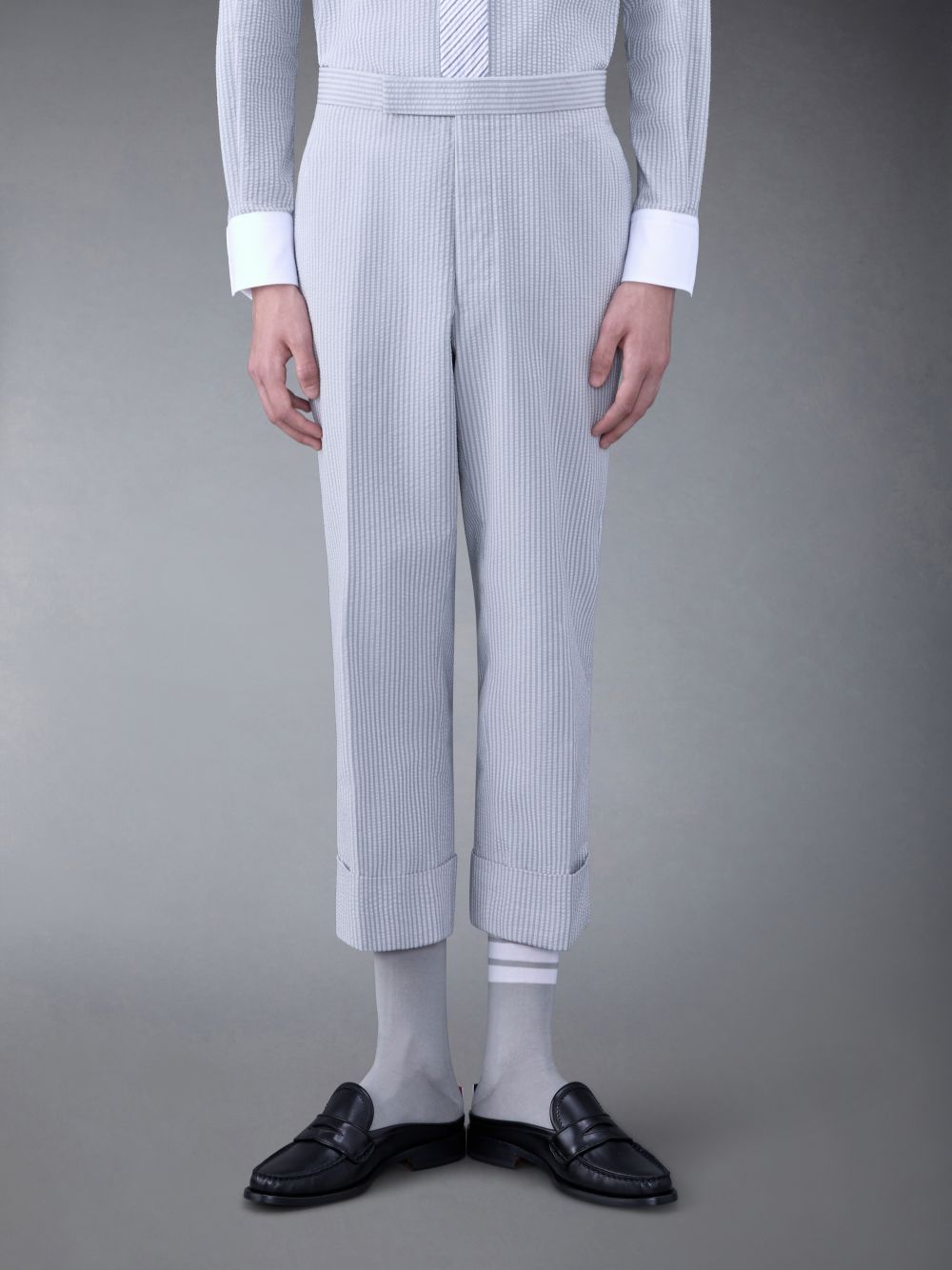 Thom Browne Seersucker Low Rise Backstrap Uomo Pantaloni Grigie | FOI28P92795