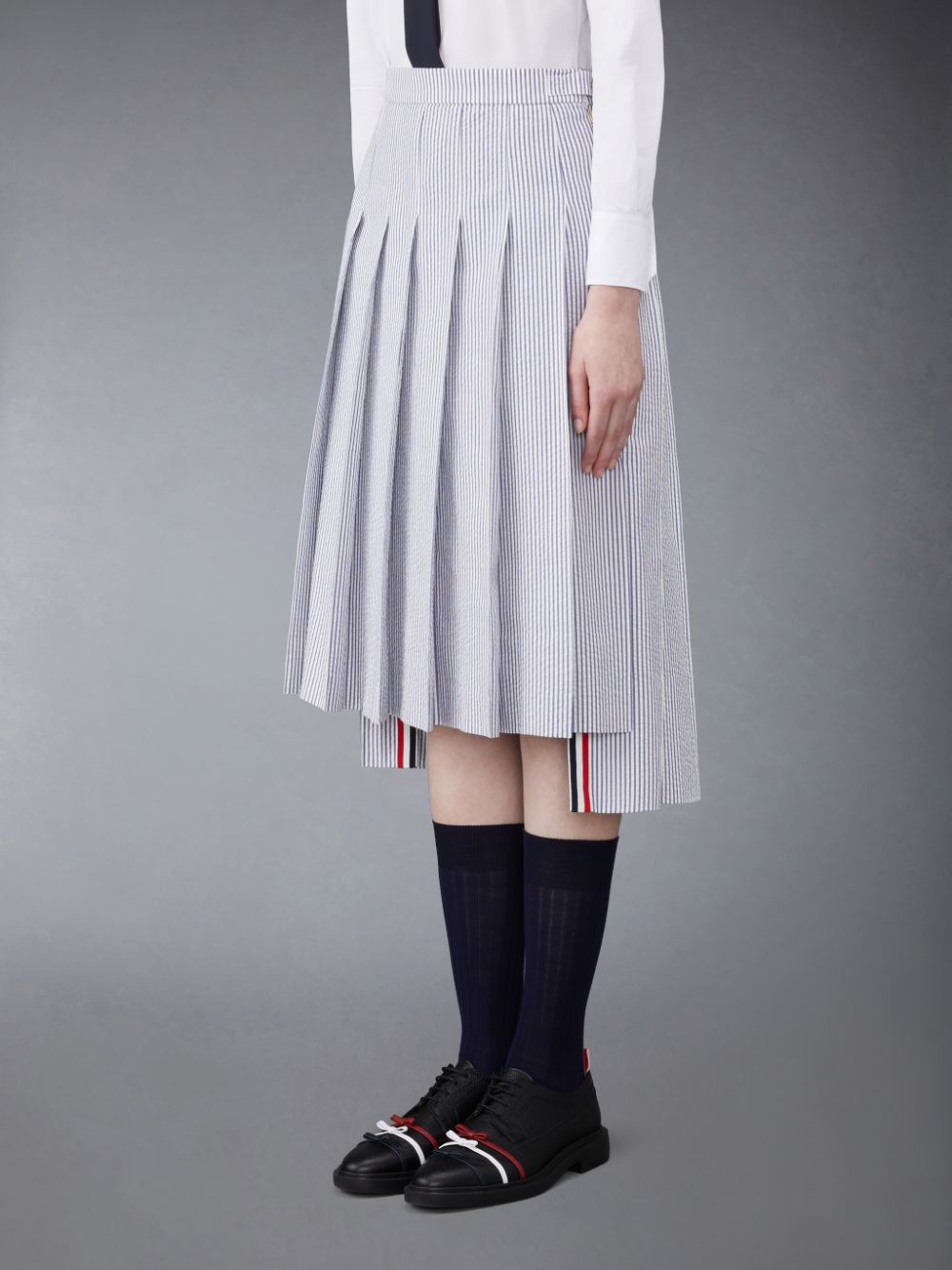 Thom Browne Seersucker Pleated Midi Donna Gonne Bianche | BNQ11E16266