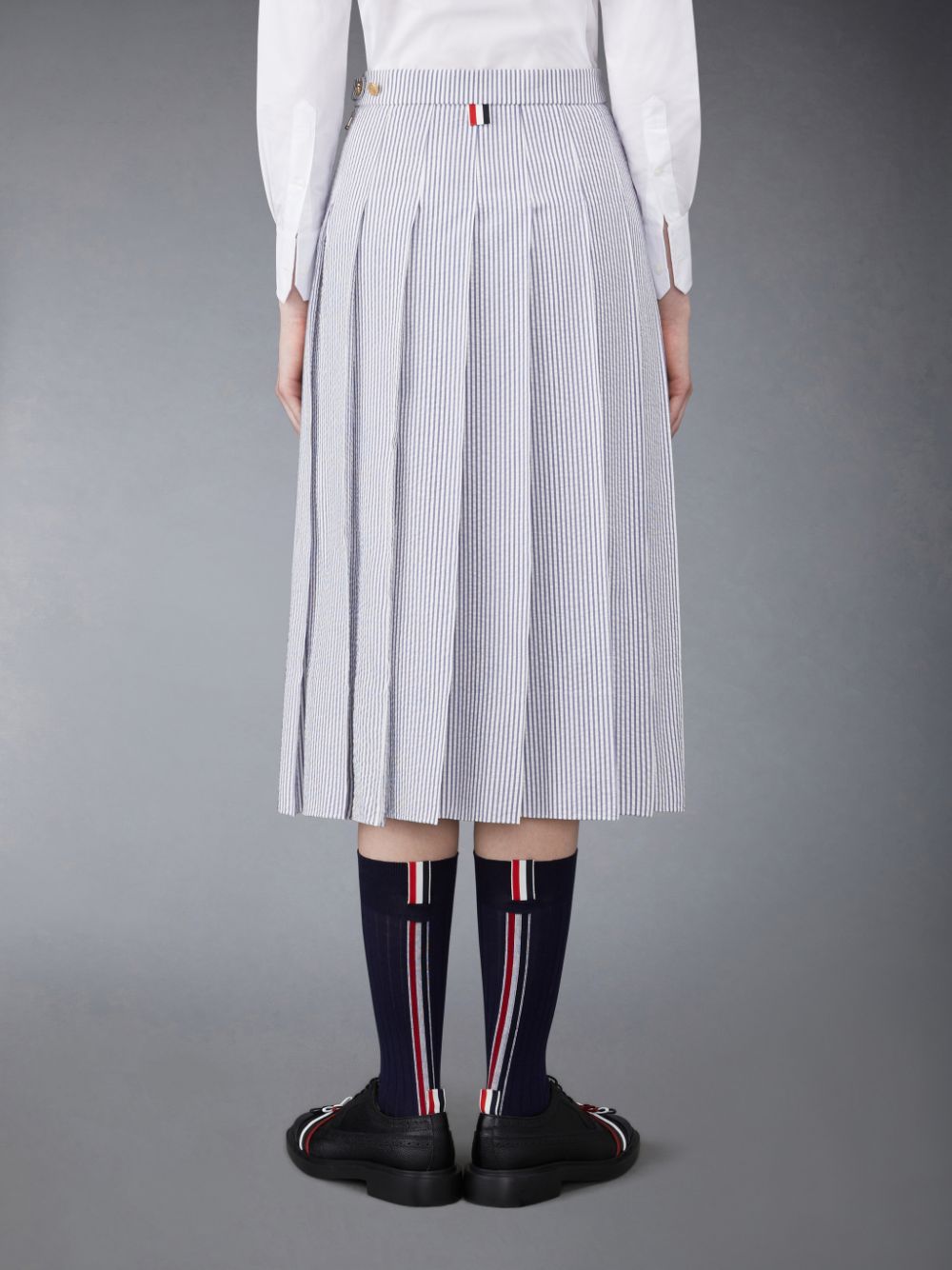 Thom Browne Seersucker Pleated Midi Donna Gonne Bianche | BNQ11E16266