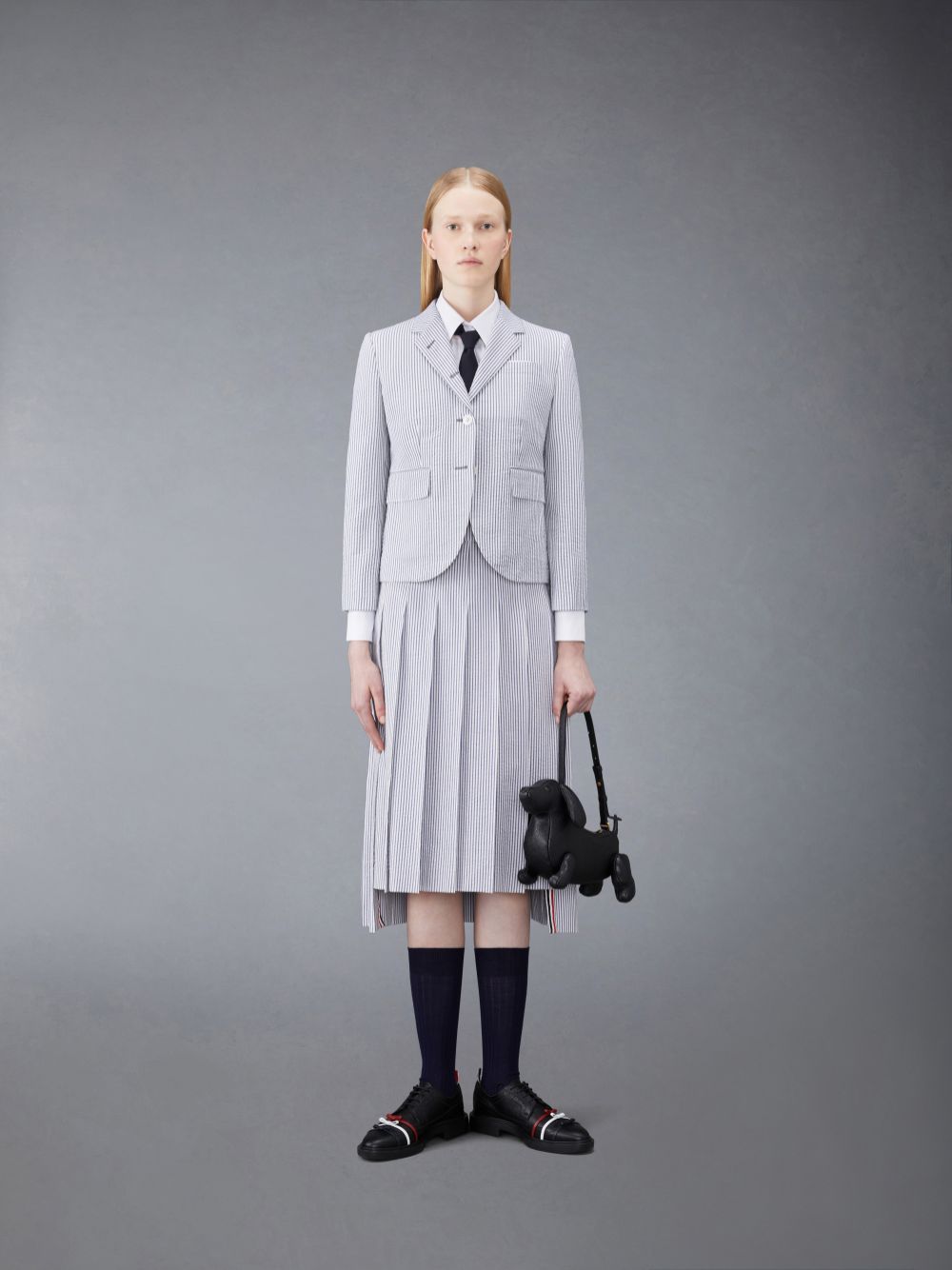 Thom Browne Seersucker Pleated Midi Donna Gonne Bianche | BNQ11E16266