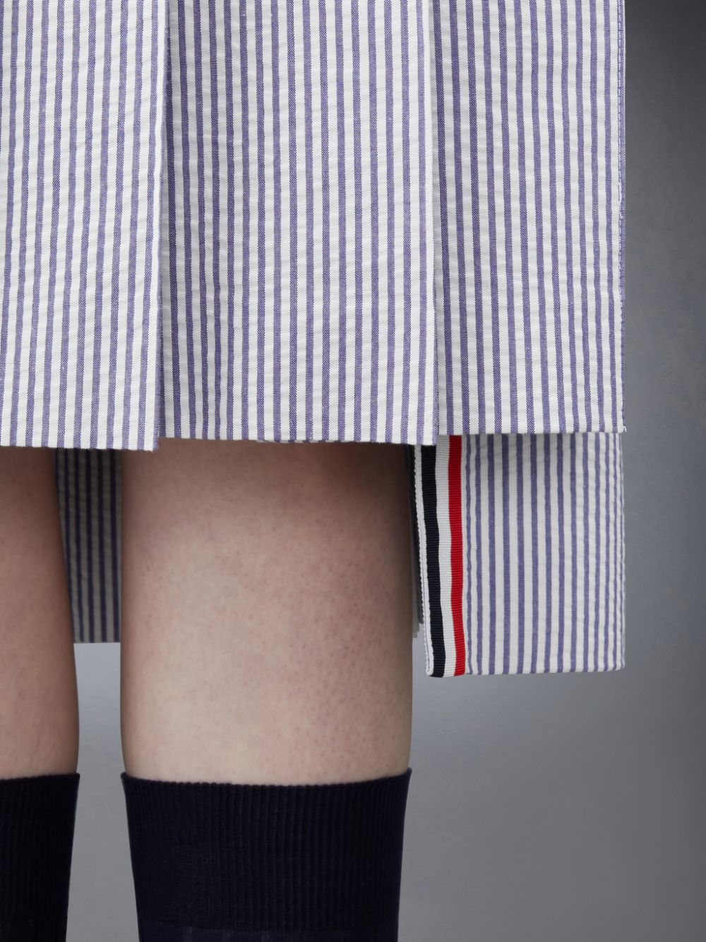 Thom Browne Seersucker Pleated Midi Donna Gonne Bianche | BNQ11E16266