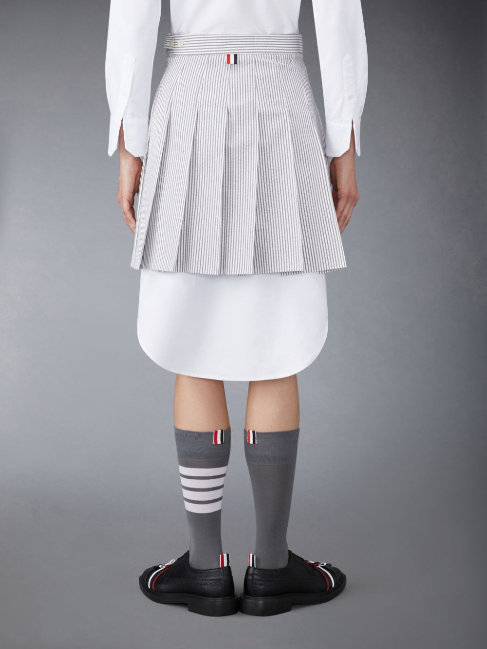 Thom Browne Seersucker Pleated Mini Donna Gonne Grigie | DLI31W50934