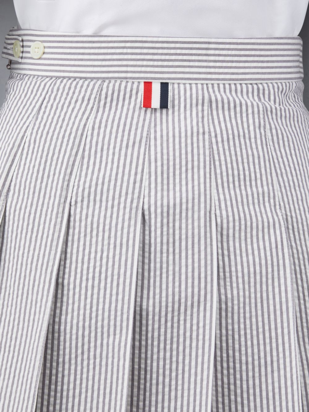 Thom Browne Seersucker Pleated Mini Donna Gonne Grigie | DLI31W50934