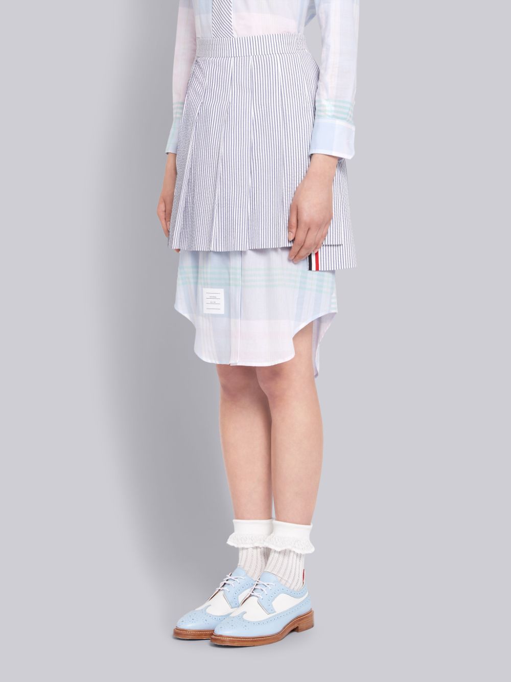 Thom Browne Seersucker Pleated Mini Donna Gonne Blu Marino | CZX90S70840