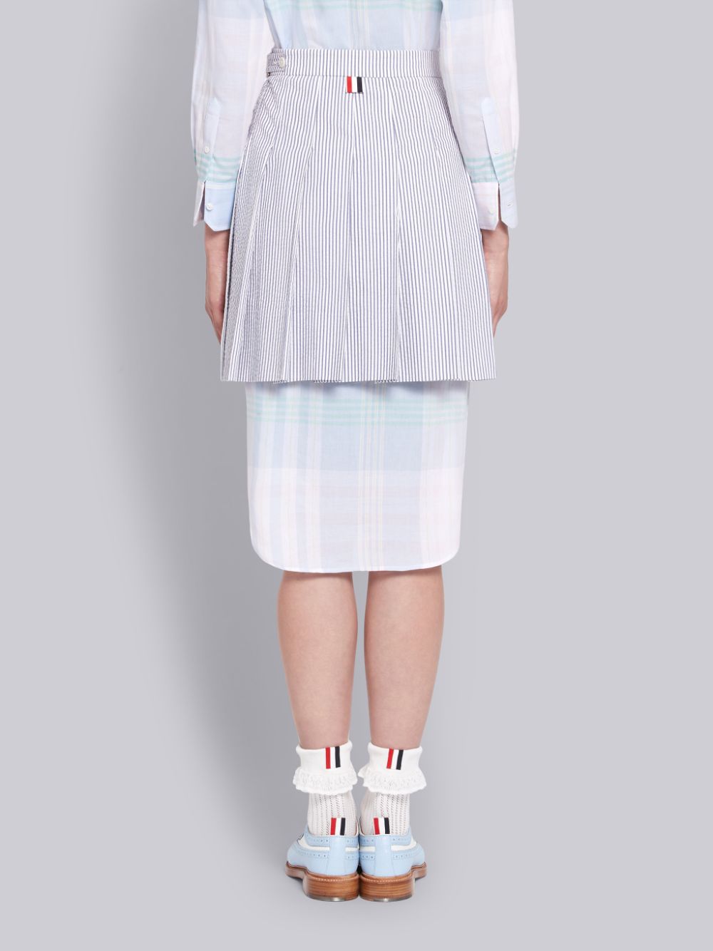 Thom Browne Seersucker Pleated Mini Donna Gonne Blu Marino | CZX90S70840