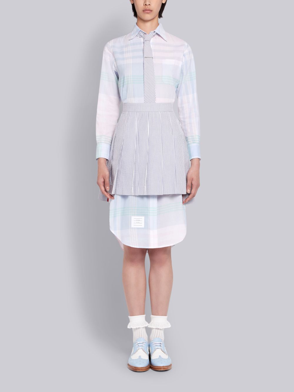 Thom Browne Seersucker Pleated Mini Donna Gonne Blu Marino | CZX90S70840