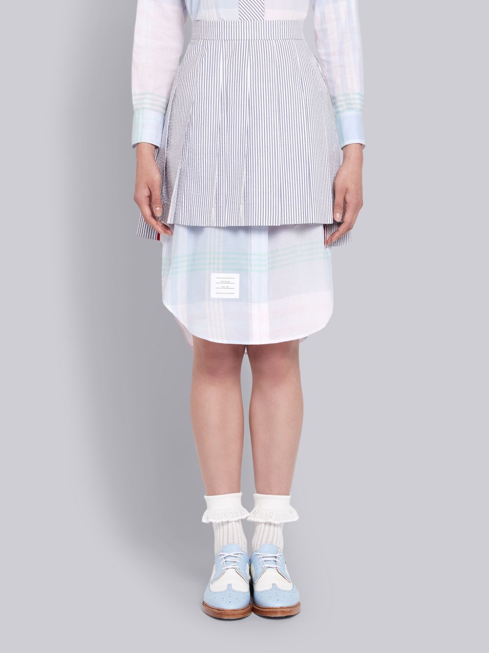 Thom Browne Seersucker Pleated Mini Donna Gonne Blu Marino | CZX90S70840