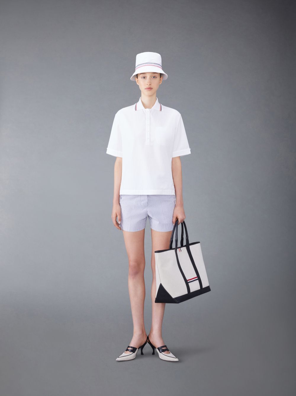 Thom Browne Seersucker Polo Donna Camicie Bianche | PRS75D24145