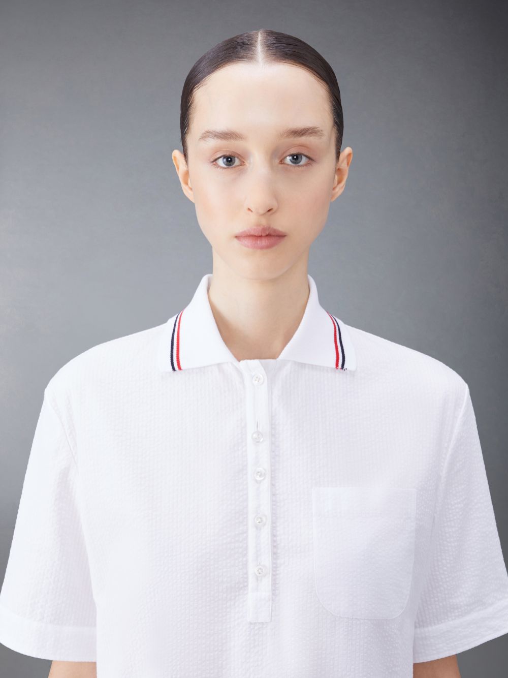 Thom Browne Seersucker Polo Donna Camicie Bianche | PRS75D24145