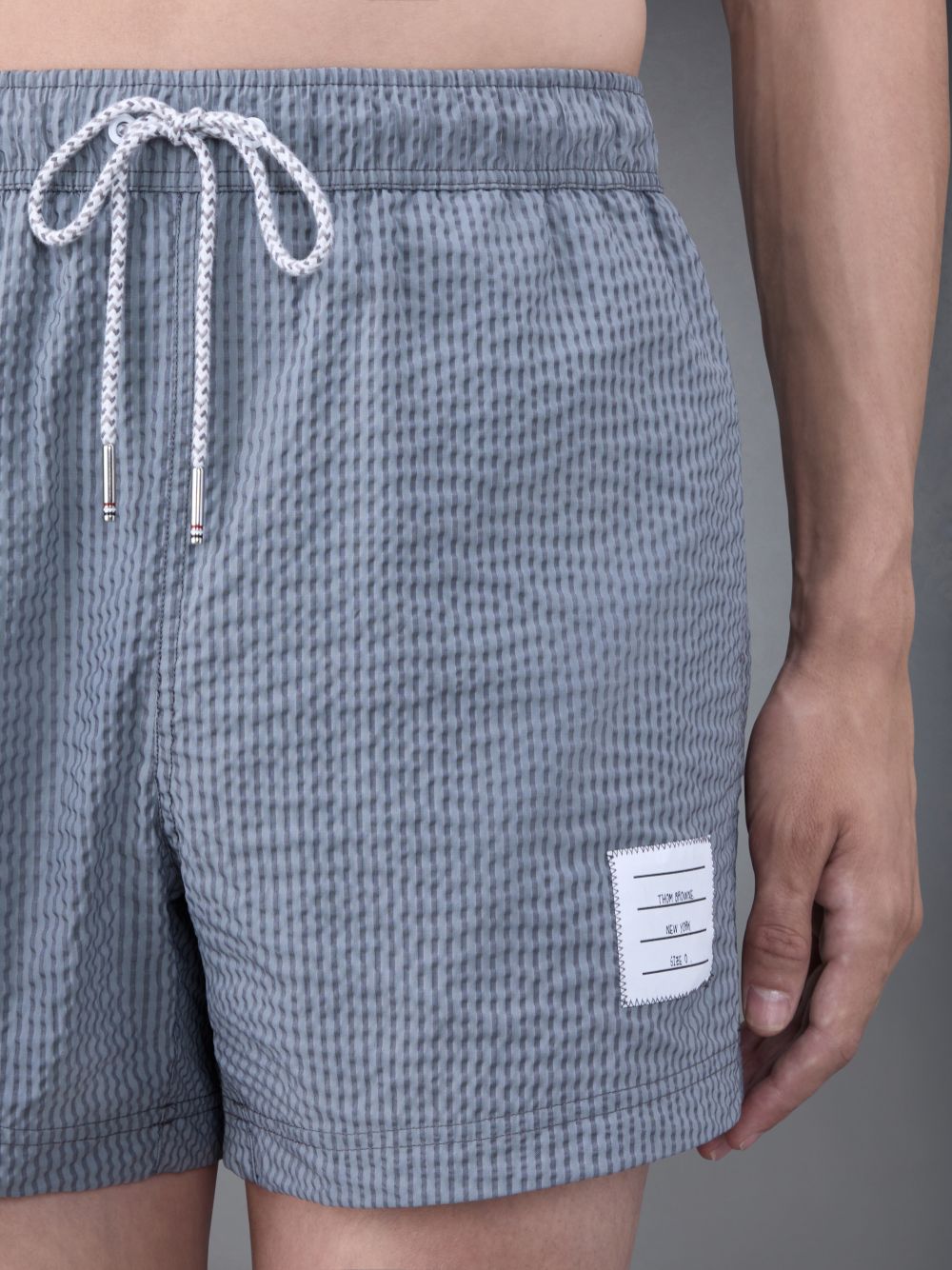 Thom Browne Seersucker Swim Uomo Pantaloncini Grigie | TQC71H13621