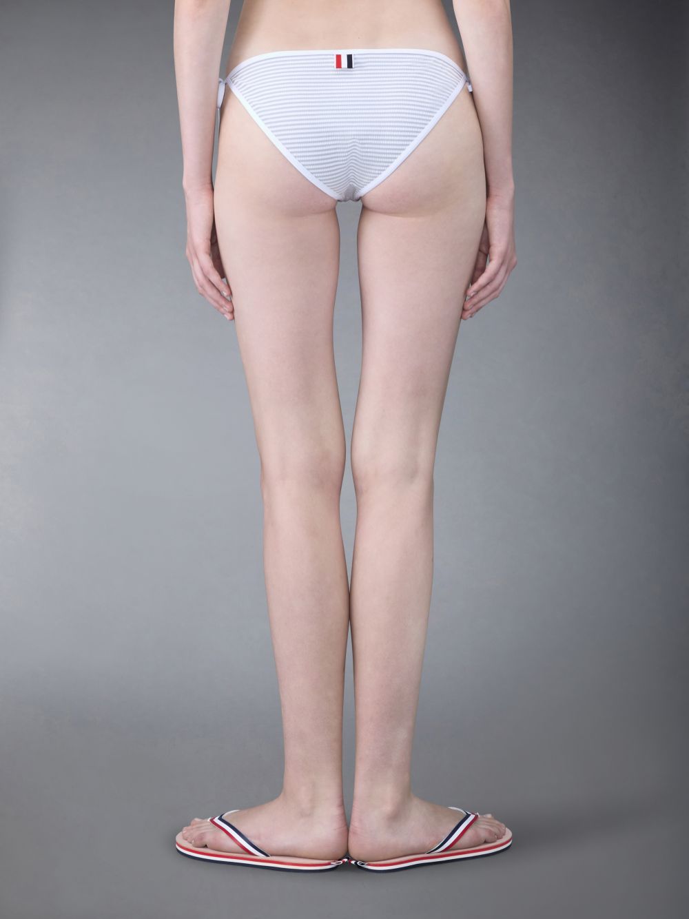 Thom Browne Seersucker Tie Donna Slip Bikini Grigie | DTP06B12825