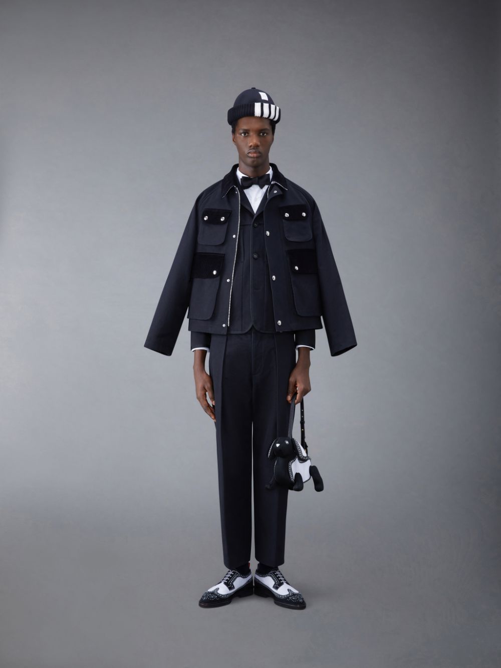 Thom Browne Selvedge Denim Cropped Relaxed Field Uomo Giacche Nere | JRE59U86643